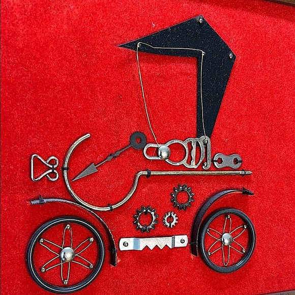 Vintage Steampunk Wall Art | Red Velvet Background | Industrial Chic Steampunk - Picture 5 of 12